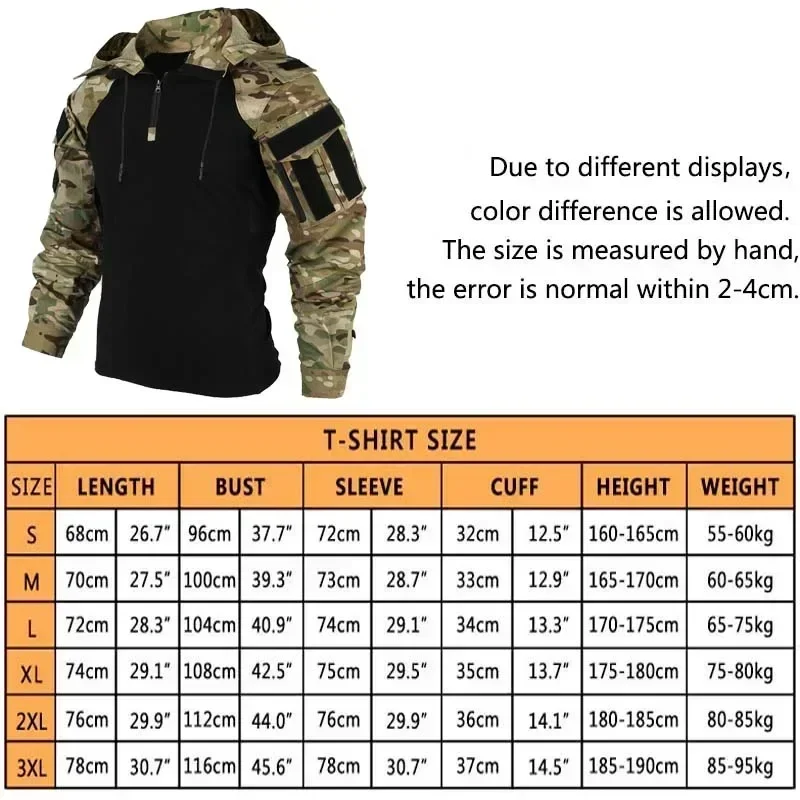 남성용 티셔츠 1/4 지퍼 긴팔 셔츠 후드 전술 셔츠  - Outdoor Hunting T Shirts 리뷰 및 가격