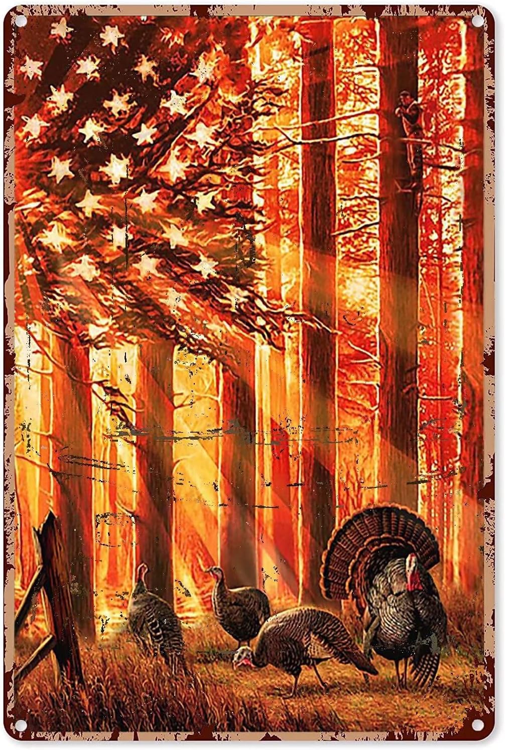 사냥꾼 금속 양철 간판, 숲 속의 사냥꾼, 가정, 호텔 - Outdoor Hunting Paintings 리뷰 및 가격