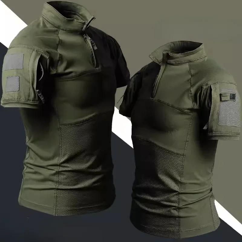 AUKU 남성용 사냥 티셔츠 반바지 1/4 지퍼 전투  - Outdoor Hunting T Shirts 리뷰 및 가격